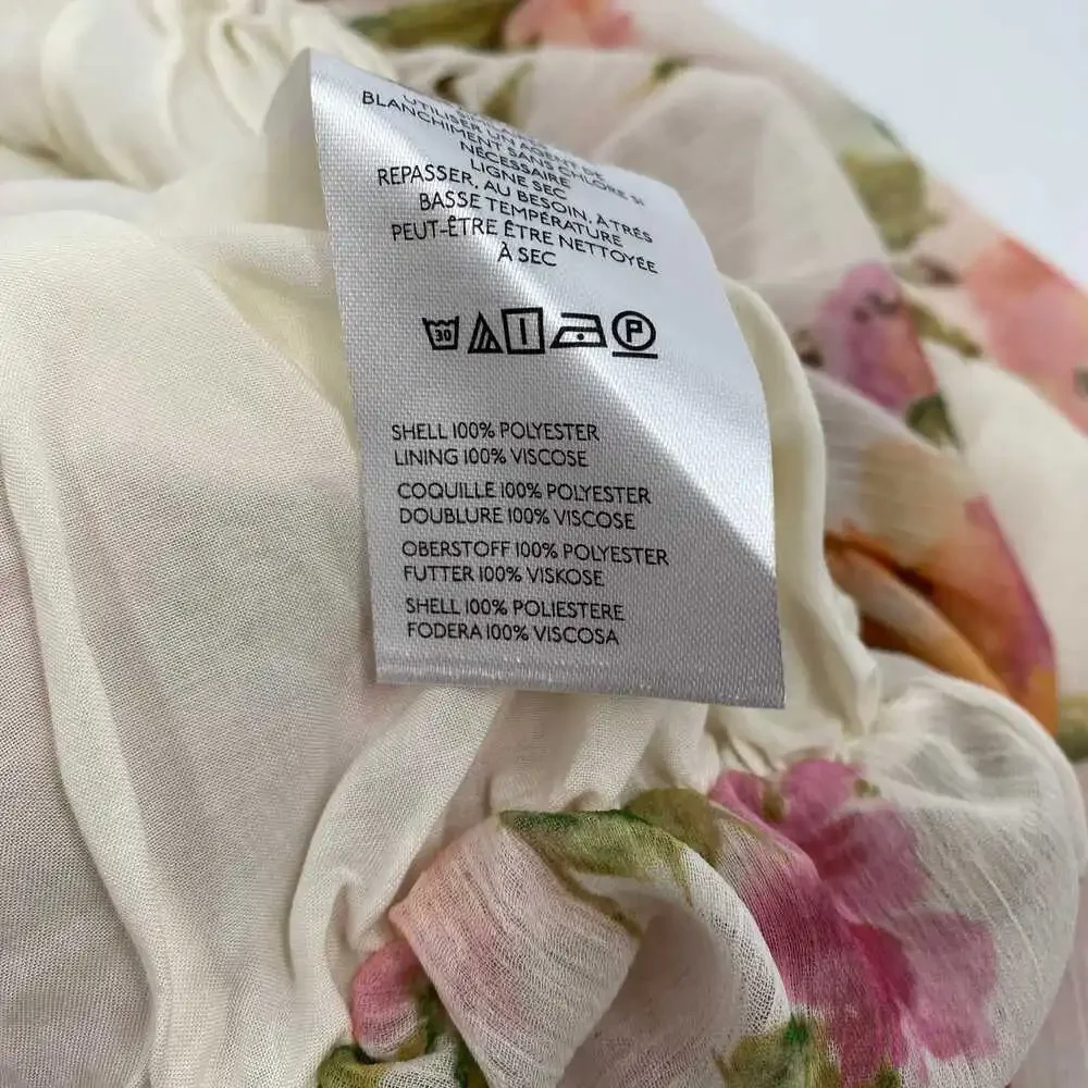 Anthropologie Cream Pink Floral Puff Sleeve Blouse | Women’s M